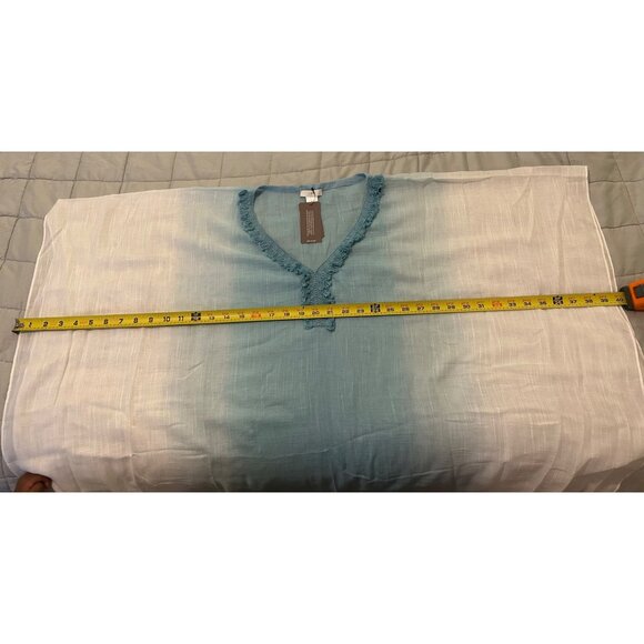 J. Jill Poncho Sm - Lg Ombre Coastal Blue Cover Up NWT Oversized Asymmetrical Be - Picture 3 of 8